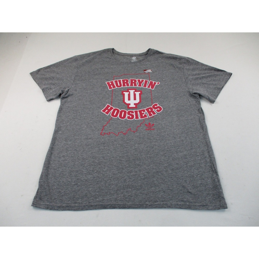 Adidas T-Shirt Men 2XL Gray Indiana University Hoosiers Trefoil Graphic Tee
